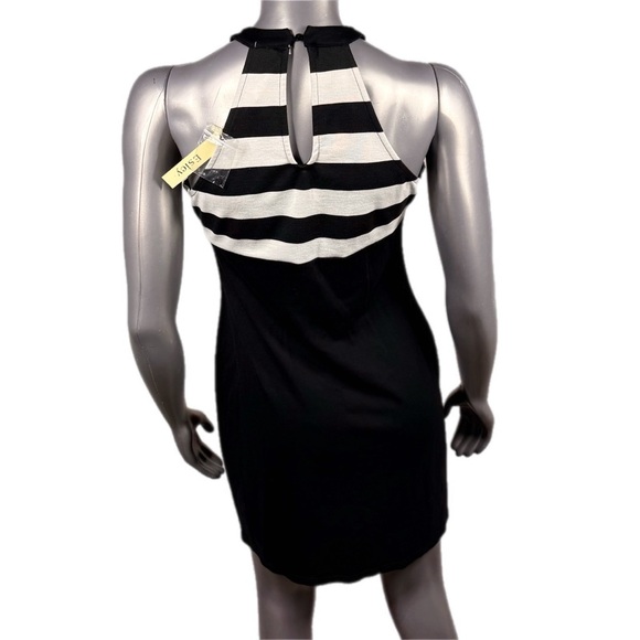Esley | Black & White Chevron Striped Knit Halter Dress NWT - Picture 6 of 14